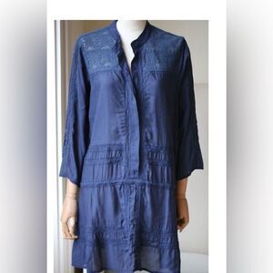 NWT MELISSA ODABASH Nicole Cover-Up Swim Beach Dress Navy Crochet Size Small